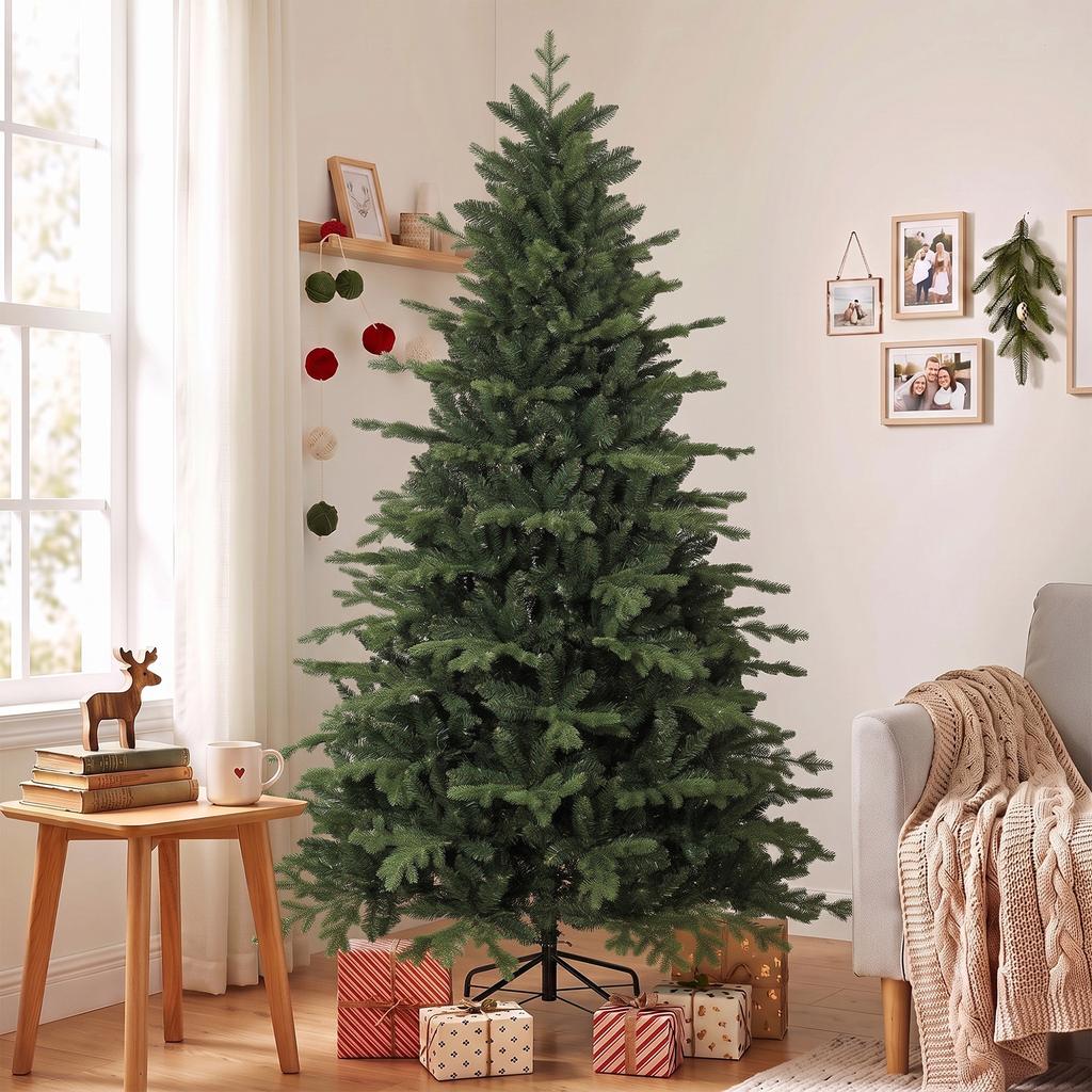 7ft Artificial Christmas Tree with 2080 Realistic Tips, Hinged, Wide