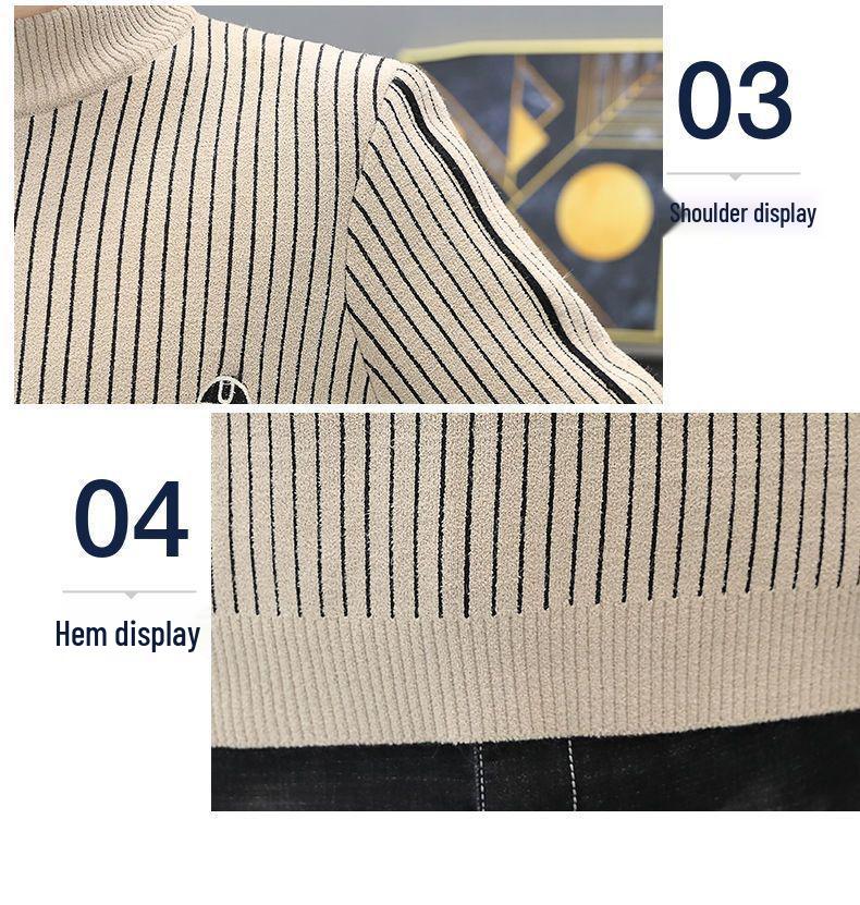 Men's Wool Knit Round Neck Sweater - Thick, Versatile, Autumn/Winter Fashion