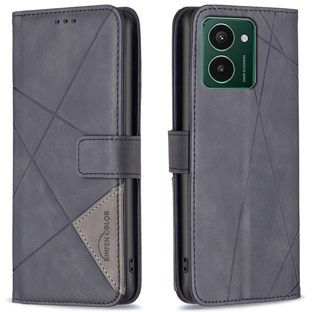 BINFEN COLOR For HMD Pulse+ Phone Cases Wallet Stand Geometry Imprint Leather Cover