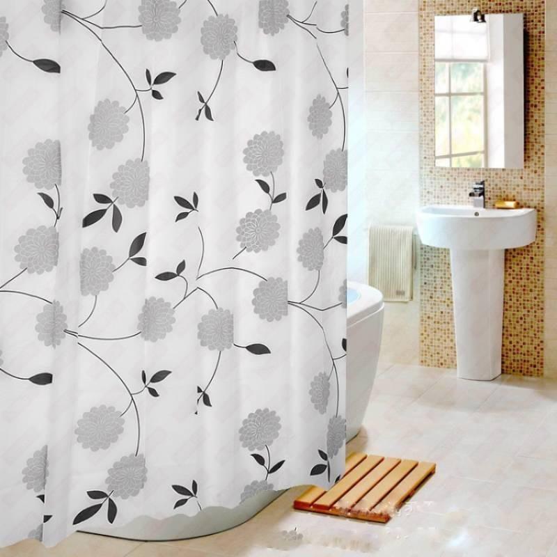 Shower Waterproof Bathroom Curtain Black Peony Kitchen Balcony Partition Bedroom