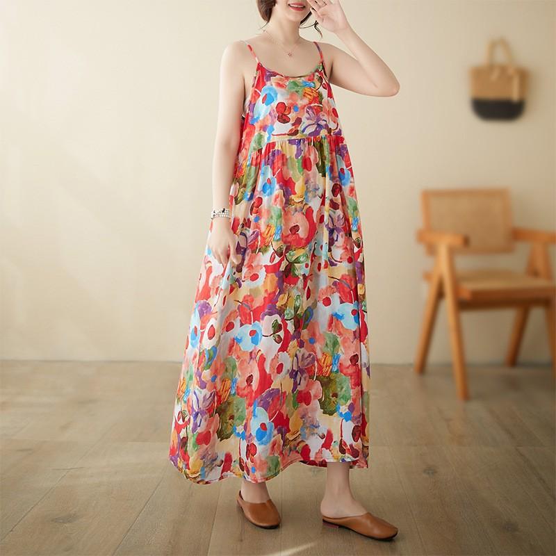 

Женское платье-пуловер Mori без рукавов, новое летнее литературное женское платье с лямкой на груди, свободная юбка большого размера XXL