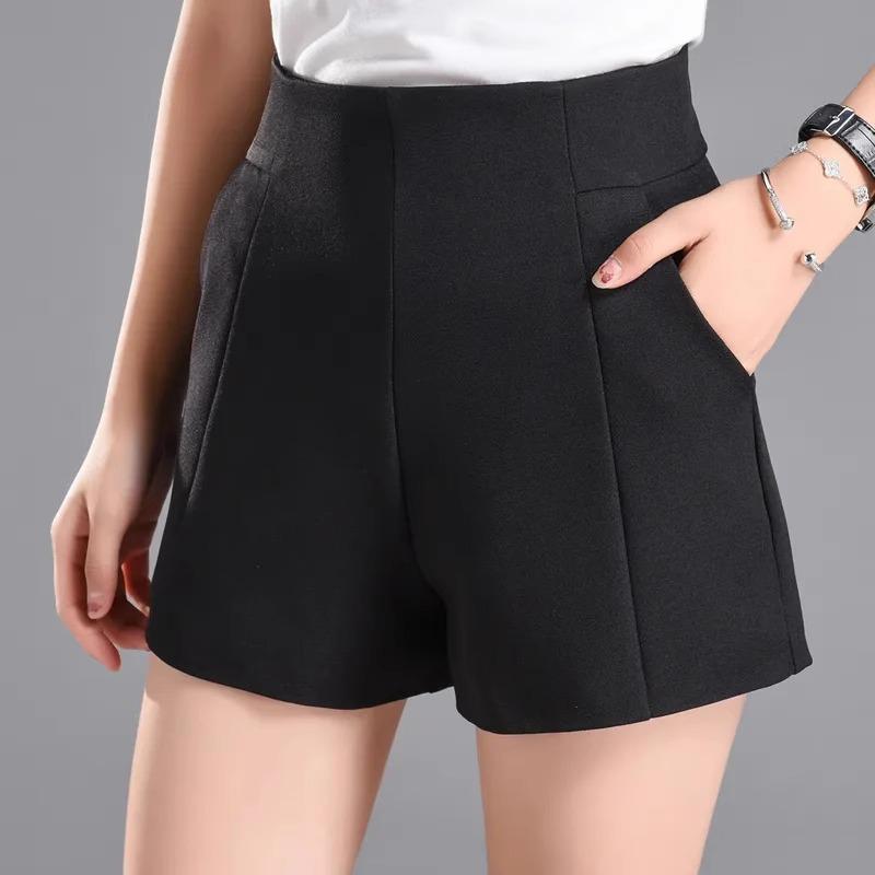 Women's High-Waist White Suit Shorts – Spring 2024 A-Line Slim Fit, Loose Wide-Leg Casual Fashion