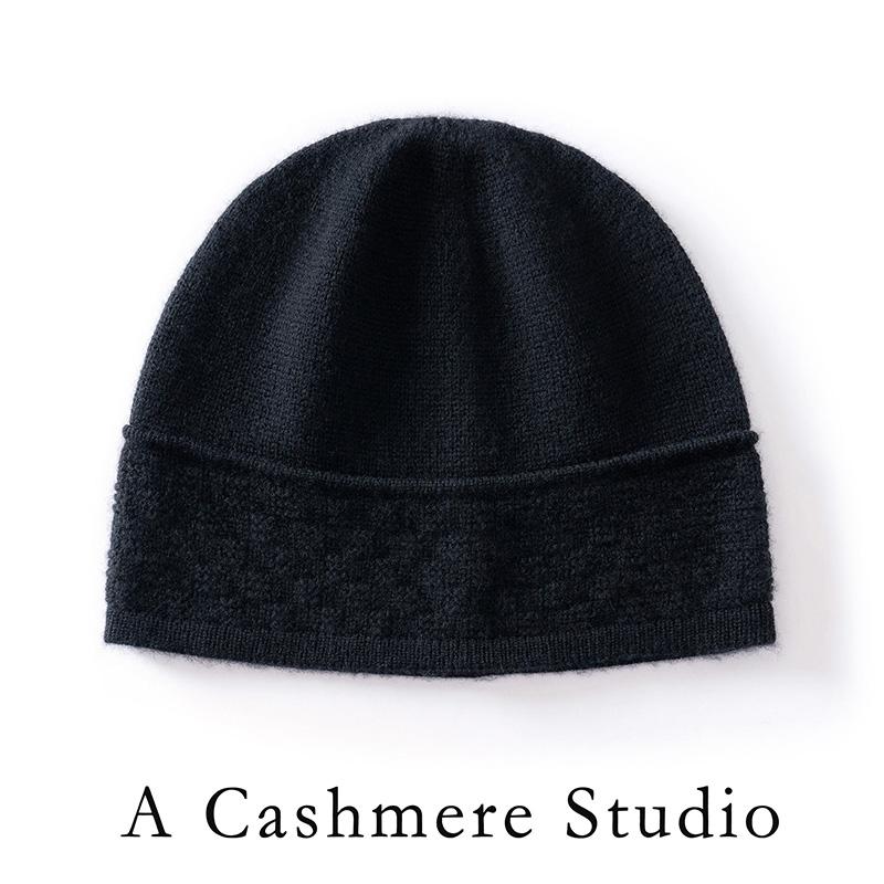 High Quality 100% Cashmere Knitted Hats Winter Warm Adult Women Beanie Fashion Solid Jacquard Hedging Caps