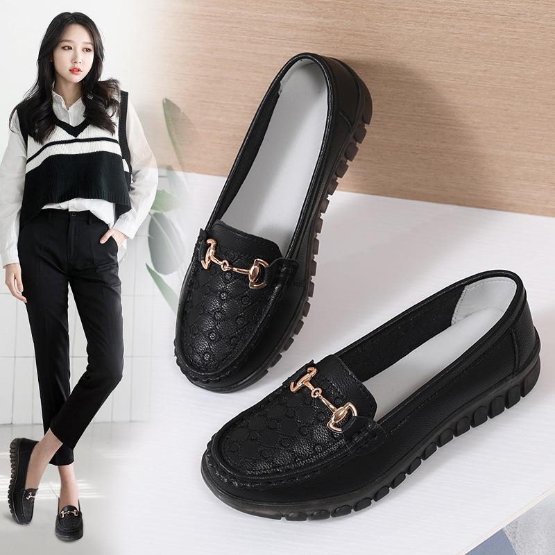 

Весенне-осенние туфли-лодочки с пряжкой, универсальная повседневная женская обувь, педали для ленивых людей, обувь для мам 42