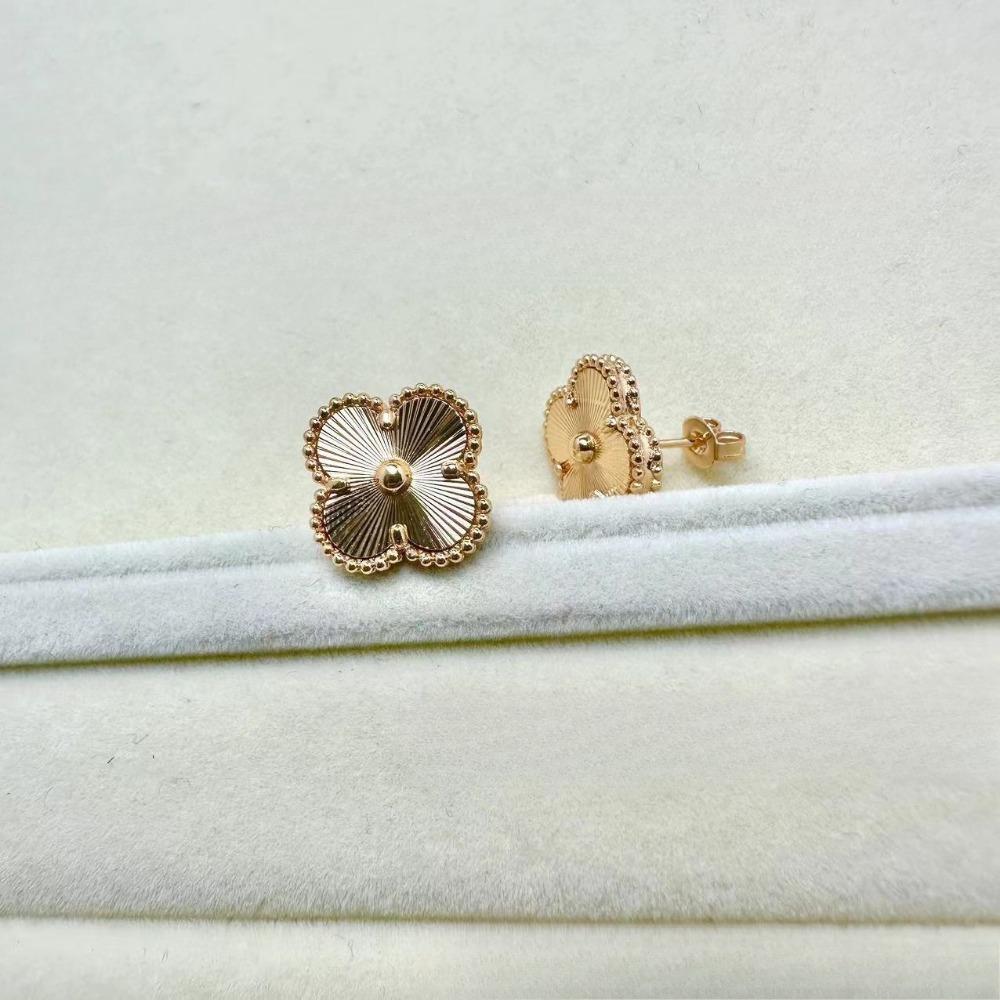 High-End Klassische Vierblattklee-Ohrringe für Damen, Roter Chalcedon High-End Damenohrringe