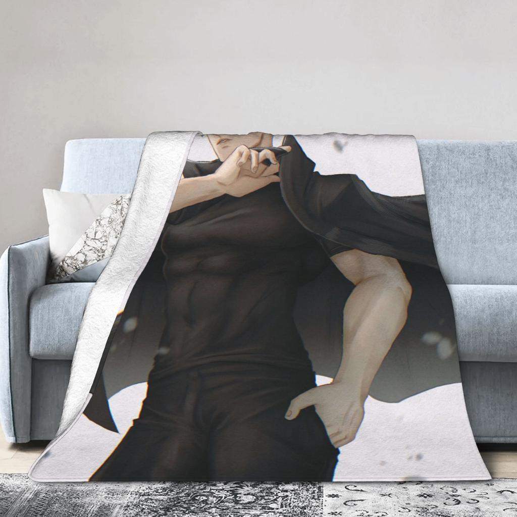 Super Soft BlanketKids Travel Gojo Satoru Jujutsu Kaisen Throw Blanket Flannel Bedspread For Couch Chair Sofa Bed Cover