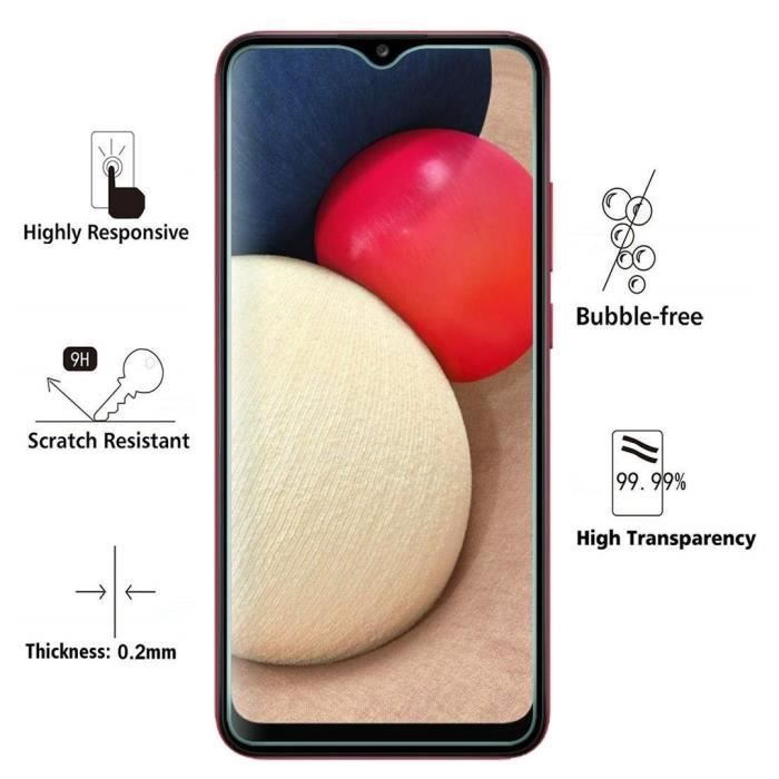 Film Vitre Protection Ecran - Phonillico - Samsung A02S - Pack de 2 - Verre Trempé - Résistant aux rayures