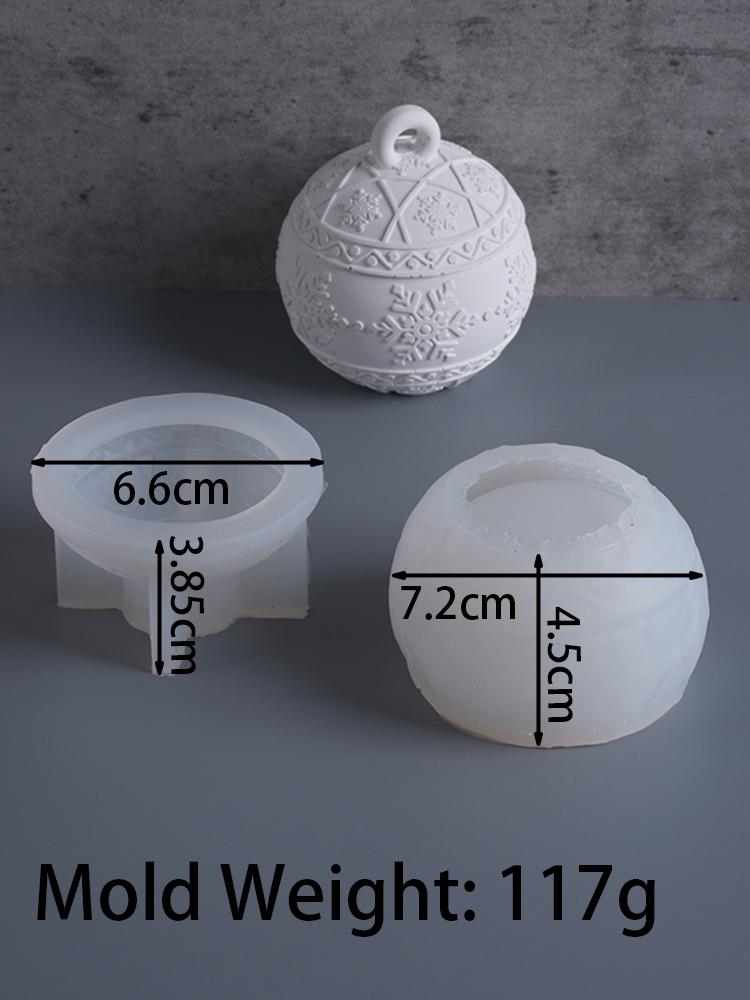 Relief Snows Berry Ball Jar Silicone Mold with Lid 3D DIY Handmade Concrete Round Scented Candle Vessel Molds Christmas Craft