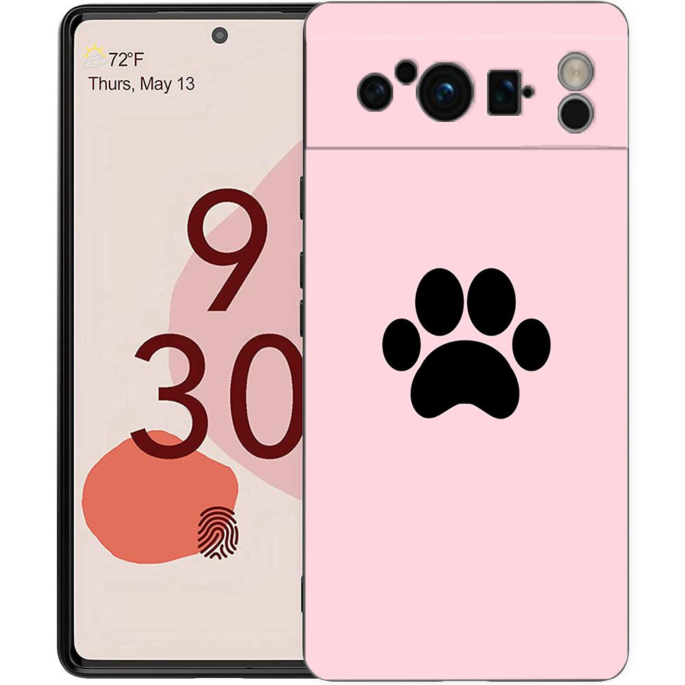 Cute Cat Dog Paw Love Phone Case For Google Pixel 8 7 6 Pro 6A 7A 5G Soft Silicone Shockproof TPU Black Cover Fundas