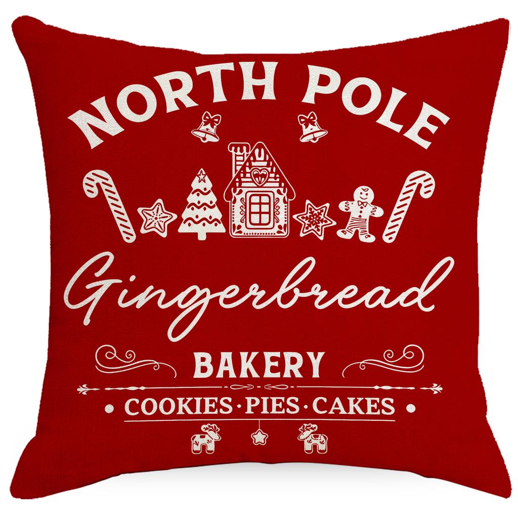 New Christmas Pillow Cover Red Christmas Letter Linen Print Living Room Sofa Cushion Cover Pillow Premium Durable