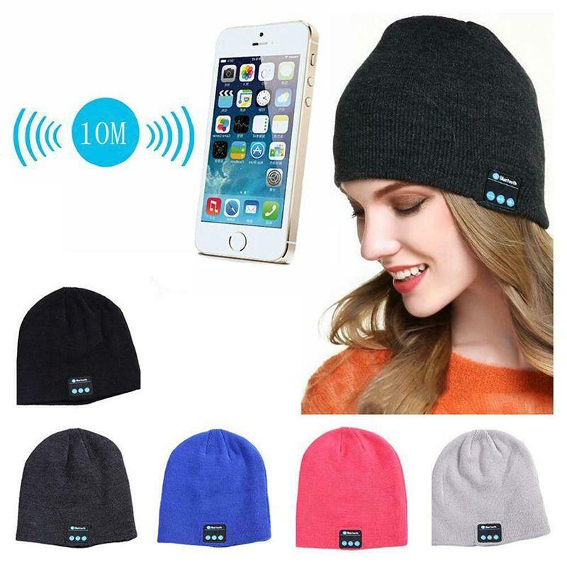 Soft Warm Beanie Hat Bluetooth Smart Cap With Wireless Headphone Set And Speaker Mic