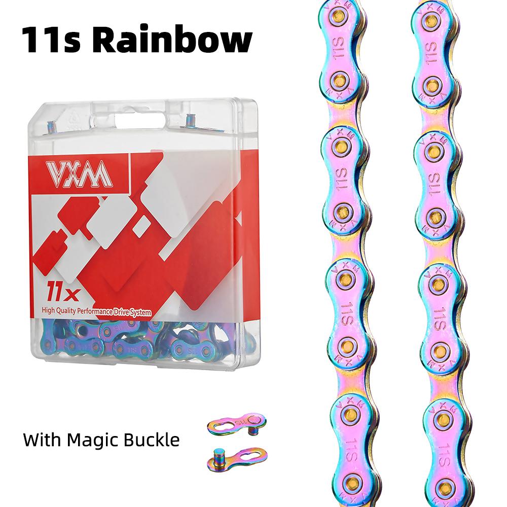 VXM Fahrradkette Mehrfarbig Regenbogen 6/7/8/9/10/11 Gänge Magisches Glied Rennrad und MTB 116L