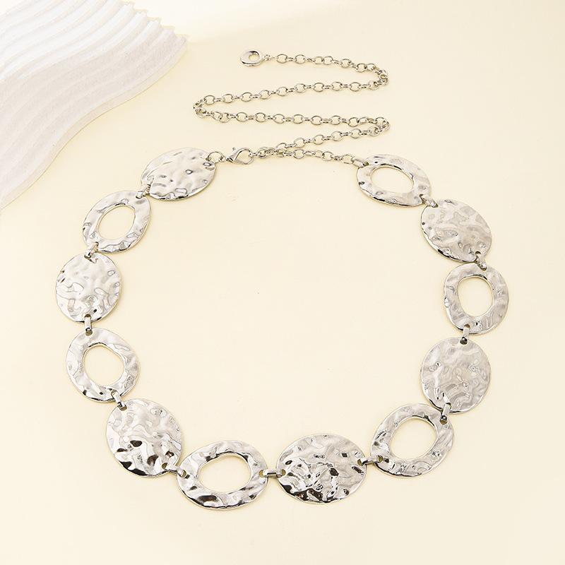 European and American versatile metal pleated ring chain waist chain female simple punk wind ripple ring body chain