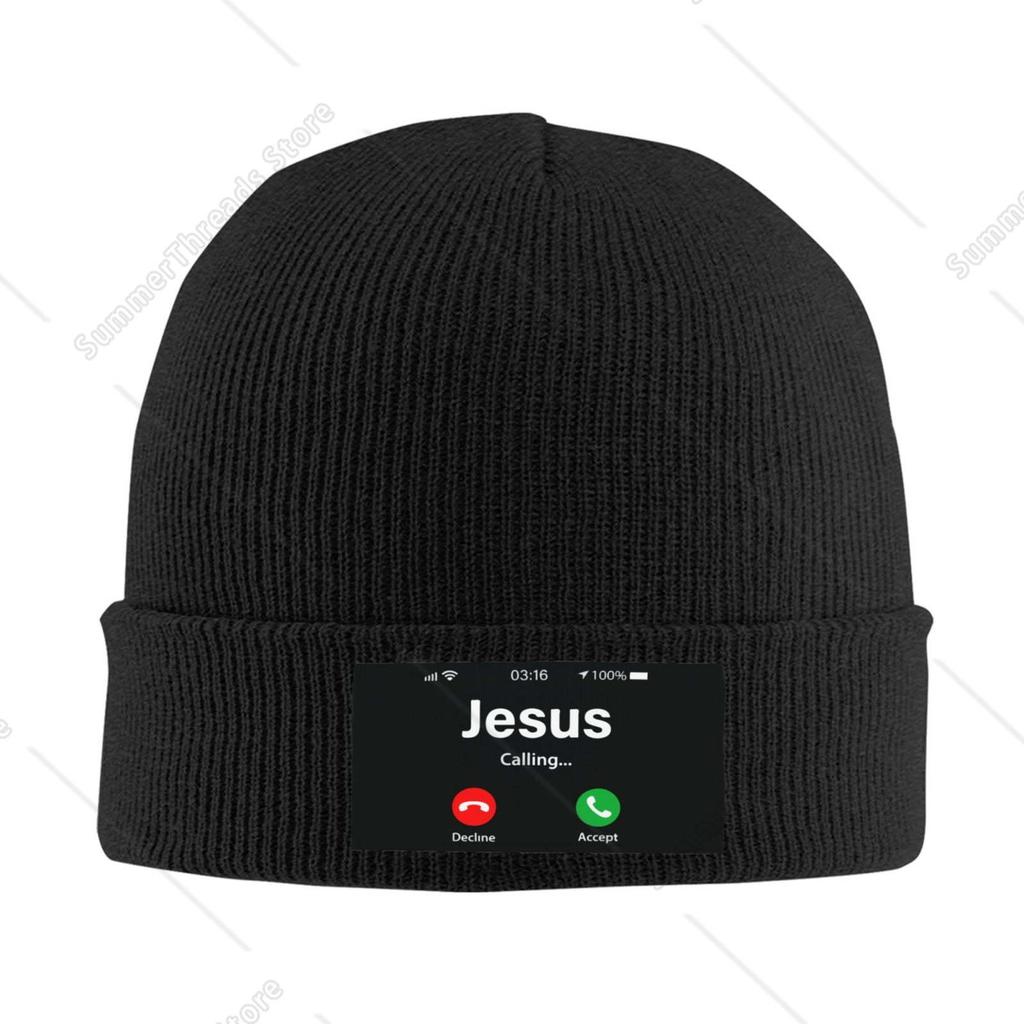 Funny Jesus Phone Christian Unisex Women Knitted Hat Adult Knit Beanie For Fall Winter Knit Hat Cap