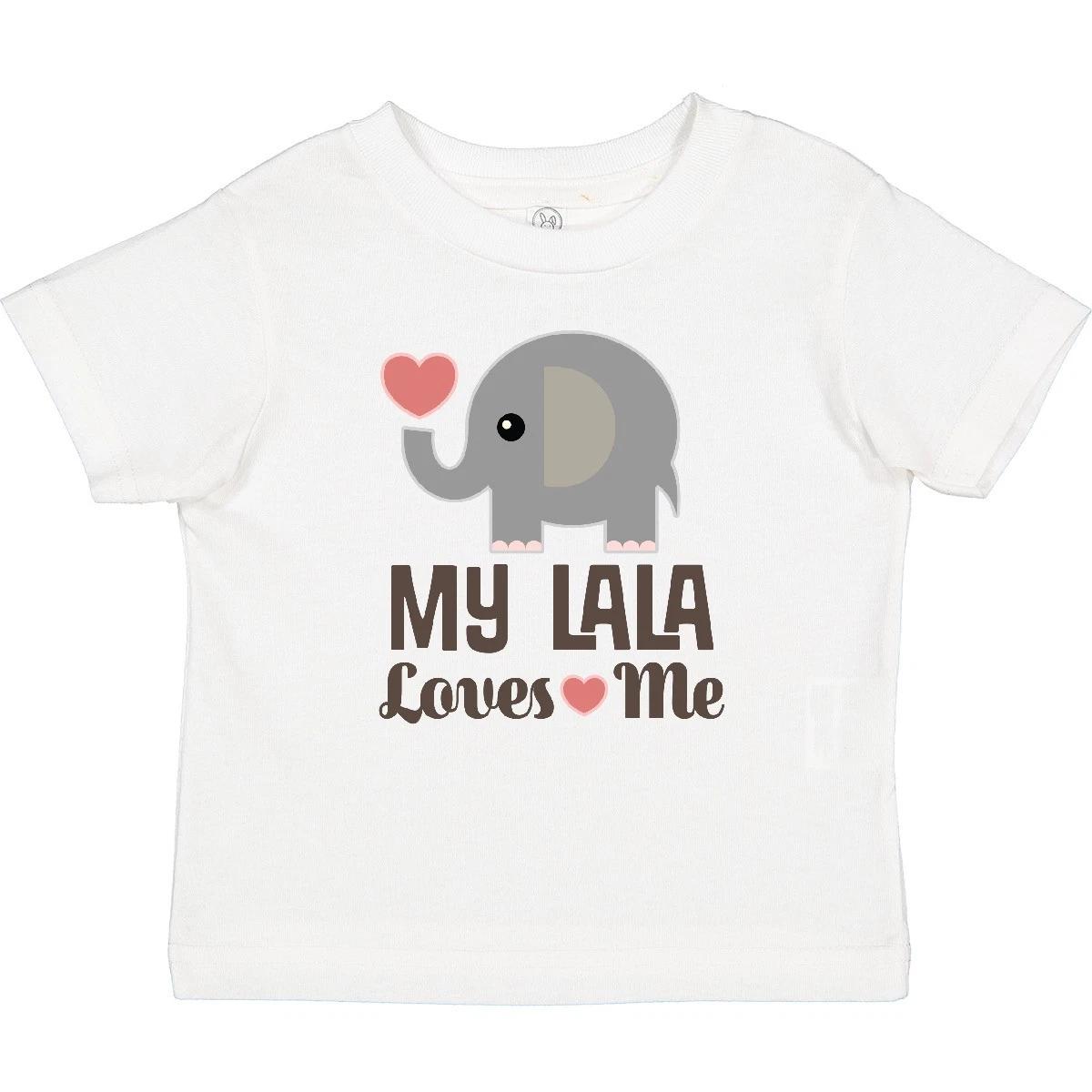 Inktastic My Lala Loves Me Grandkids Elephant Baby T-Shirt Grandson Boy Girl 150
