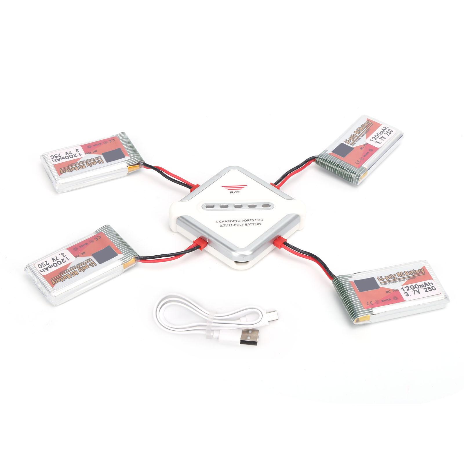 

4 шт. 3.7V 1200mAh 25C Акумуляторний Li-Po акумуляторний блок з JST роз ємом та 4в1 Зарядний пристрій для радіокерованих машин
