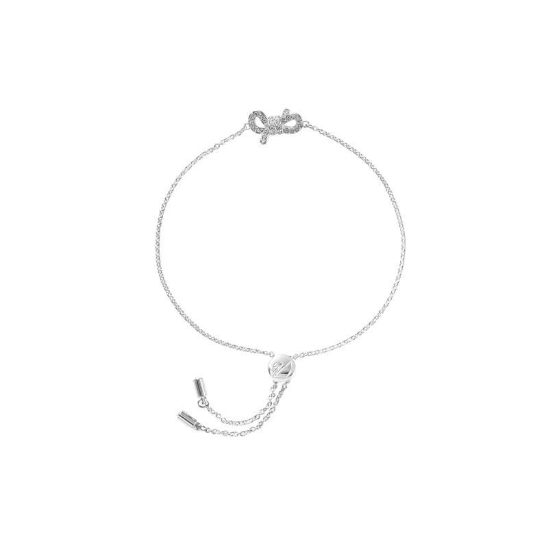 Swarovski Pattern Decoration Lifelong Bow Rhodium Plated Bracelet Women s Silver 5646738