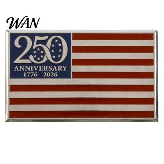 Commemorative USA Anniversary Badge 250th Flag Metal Emblem, Patriotic Red Blue White Auto Badge, 1776-2026 Truck Emblem America 3D Car Decal