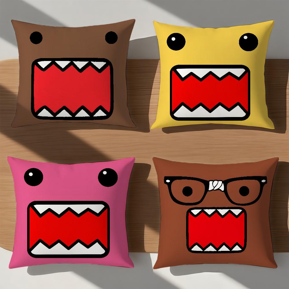 Cute Funny Cartoon Meme D-Domo Kun Pink Brown Comfortable Soft Pillow Case For Sofa Living Room Home Decor Protective Covers
