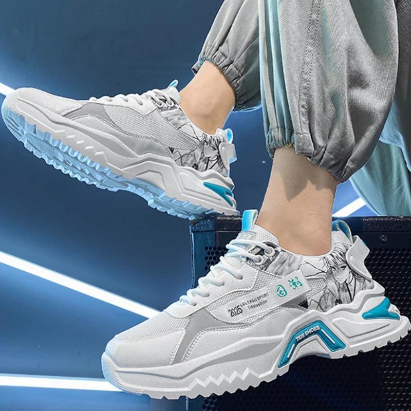 New High-top Men Vulcanized Shoes Fashion Comfortable Mesh Breathable Men's Casual Sports Shoes Trend Running Tennis Zapatillas