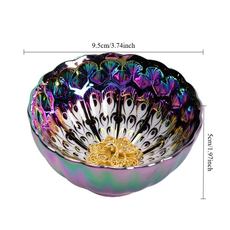 1 piece, colorful kiln-changed gold peacock teacup, Jianzhan master cup, tea tasting cup, kung fu tea set, ceramic personal special single cup
