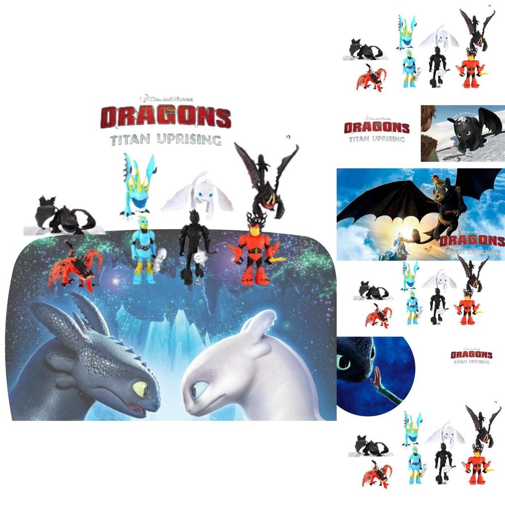 Dragon Toy Set 8-piece Night Fury Pvc Figures For Kids 4-6)