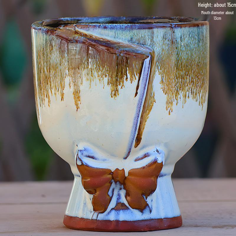 Minimalist Large Coarse Pottery Flower Pot for Succulents and Green Plants