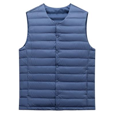 Winter Light White Eiderdown Warm Vest Men's Plus Large Size Collarless Short Down Vest Coat