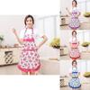 Fashionable Women Floral Chef Apron With Bowknot Detail And Spacious Pocket Design