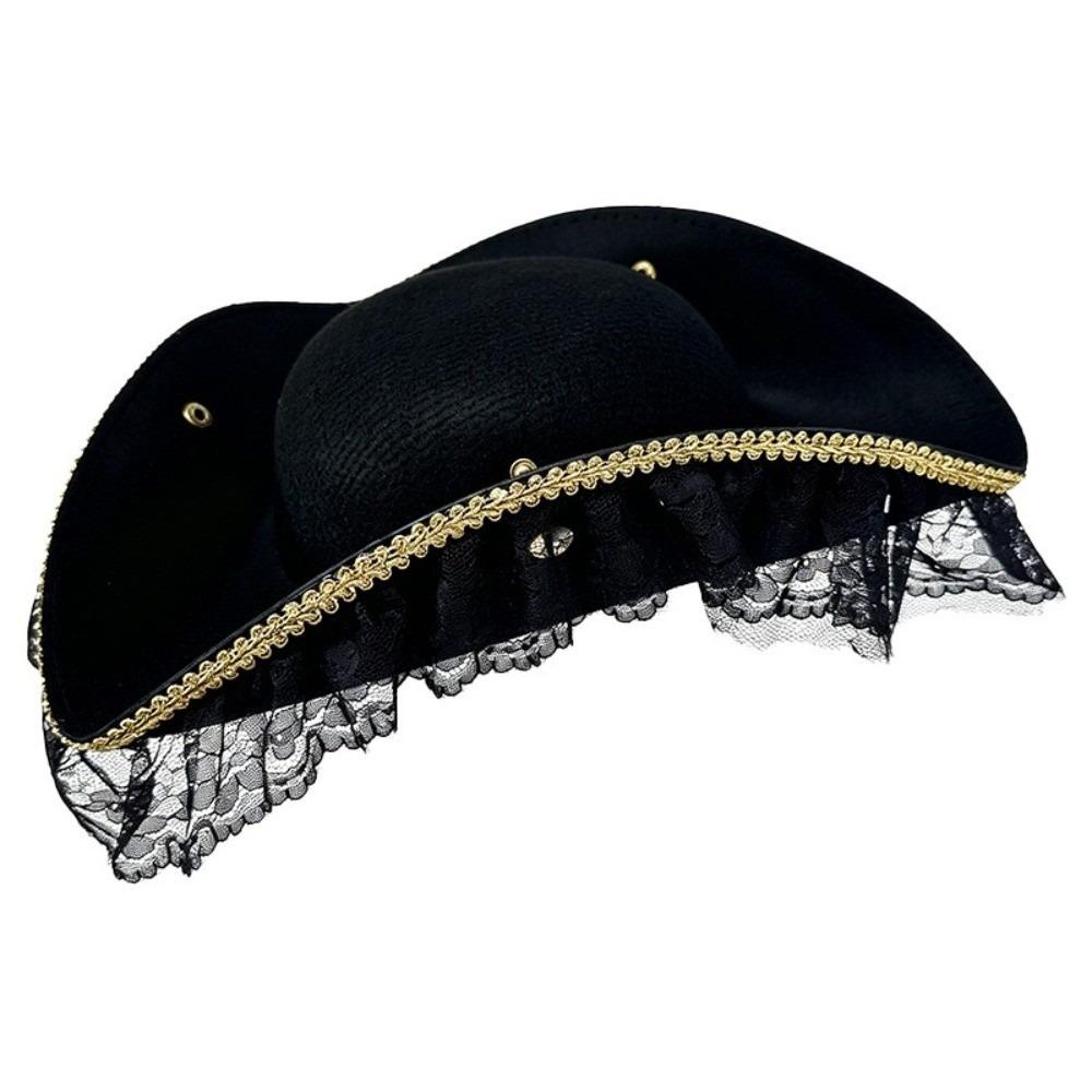Solid Color Captain Hat Jack Hat Adult Tricorn Hat Vintage Cosplay Pirate Hat  Halloween
