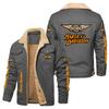 Mens Winter Fleece Lined Cotton Jacket Slim Fit Stand Collar Sport Coat With Graphic Prints European Size