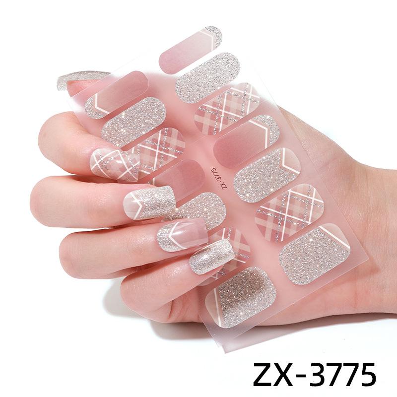 Smudge-dyed Semi-transparent Nail Stickers 3D Nail Polish Film Nail Stickers Onion Pink Checkered Adhesive Nail Stickers
