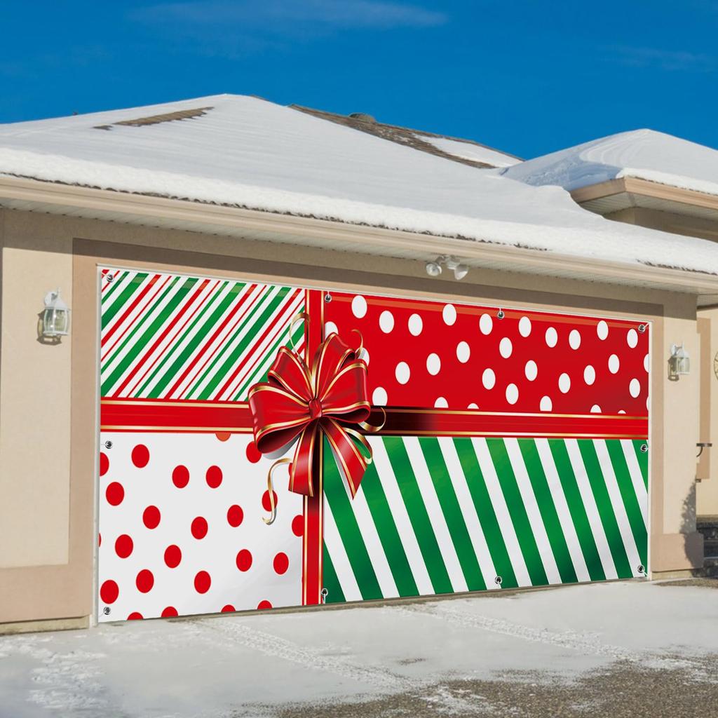 Christmas Background Cloth Outdoor Garage Door Sticker Tapestry Cloth Holiday Party Decoration Matching Hanging Cloth