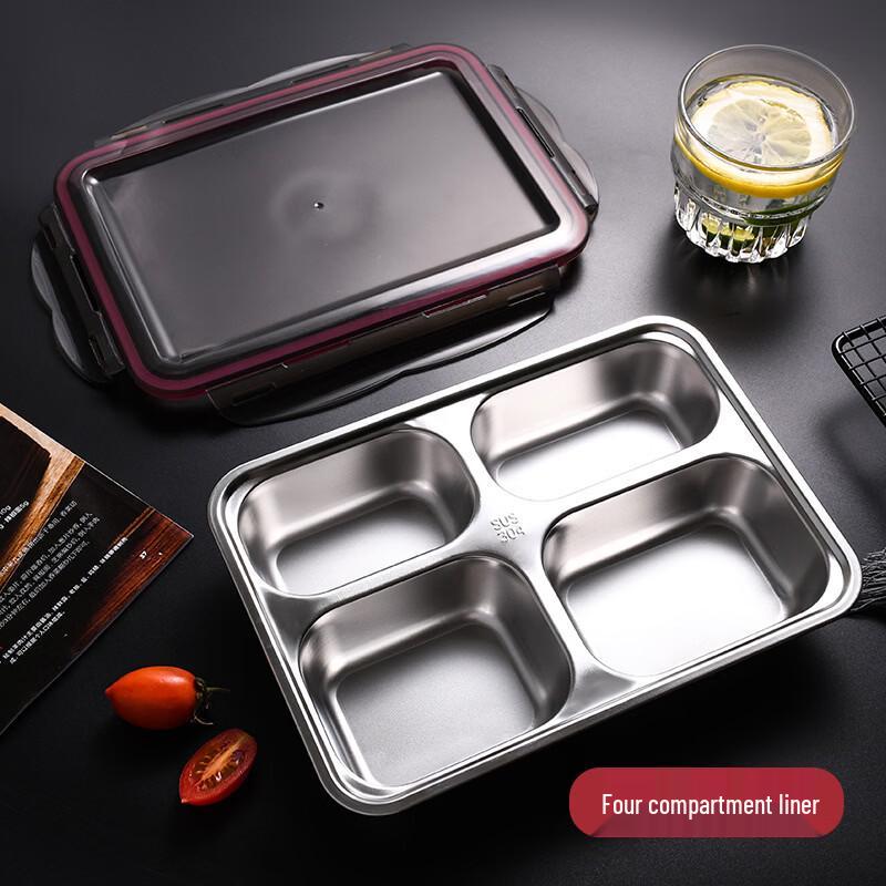 ZISIZ 304 Stainless Steel 4-Compartment Lunch Box