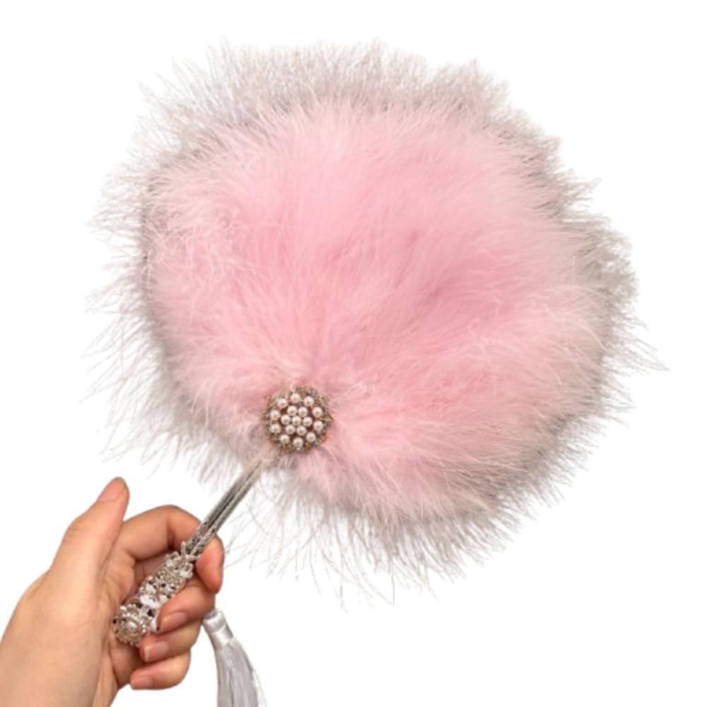 

Handheld Fairy Feather Fan Party Decor Craft Fan Versatile Dance Hand Fan Wedding Style2 Pink