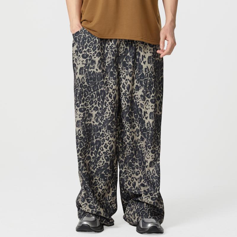 

Пара Женские Мужские Эластичная Талия Повседневные Леопардовый Принт Уличная Одежда Широкие Брюки Брюки S