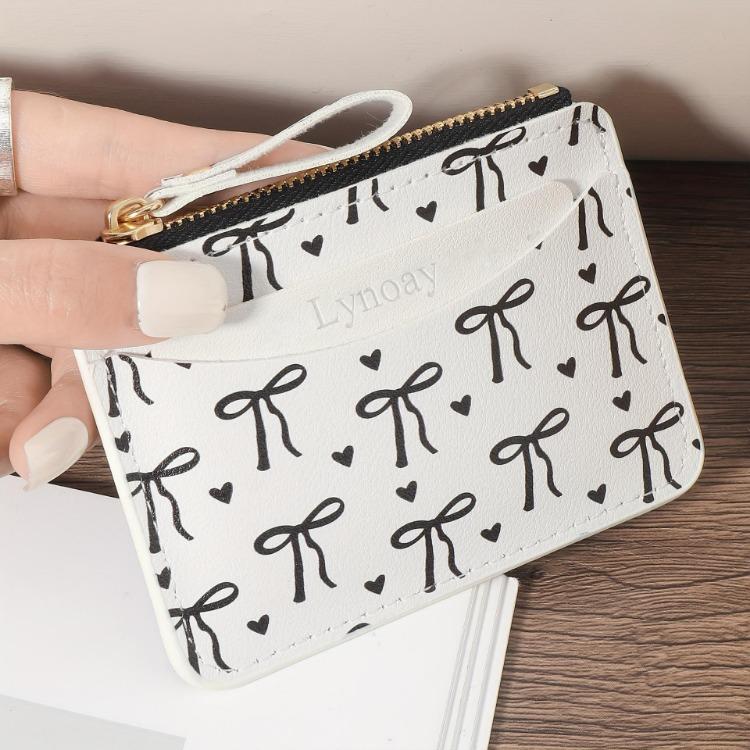 Women Girls Female Cute Bow Coin Purse Bag Fashion Pu Credit Card Holder Wallet Slim Id Business Card Case Lightweight
