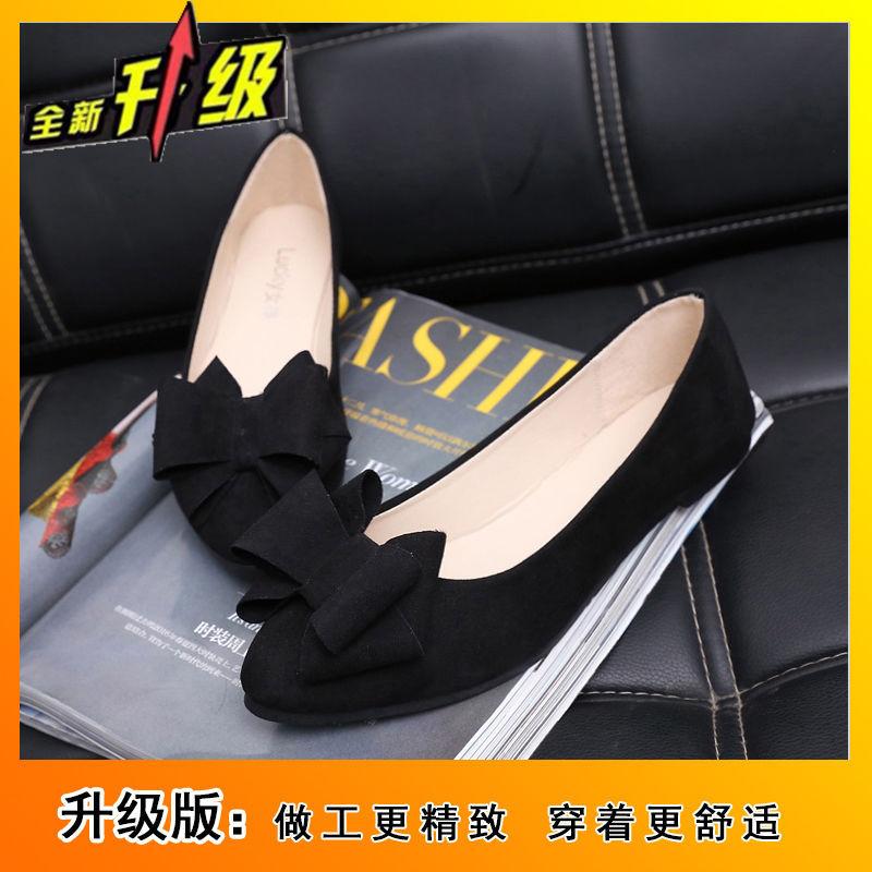 Flat-bottomed Versatile Doudou Shoes 2025 Spring New Bow Internet Celebrity Pointed Head Shallow Mouth Single Shoes Women