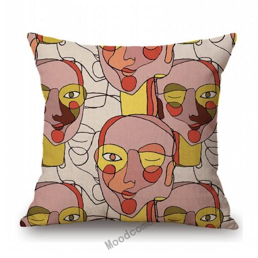 Picasso Abstract Cartoon Face Oil Painting Cotton Linen Home Decorative Sofa Pillow Case World Famous Car Cushion Cover