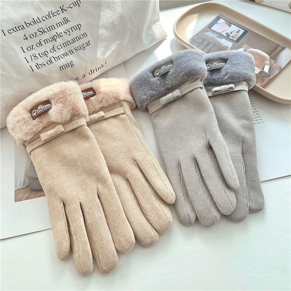 Korean Style Gloves Full Finger Gloves  Driving Mitten Autumn Winter Female Gloves
