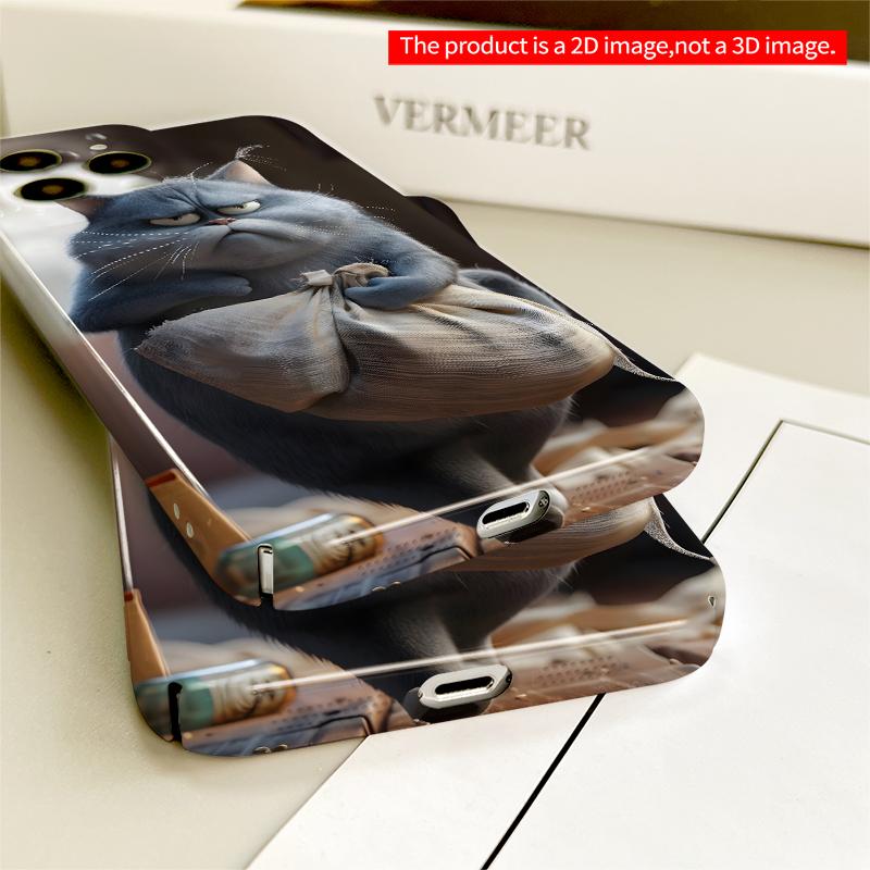 2DFlat Grumpy Cat Stealing Bag All inclusive film hard iPhone case, compatible with iPhone 18 Pro Max 17 16 15 14 13 12 11