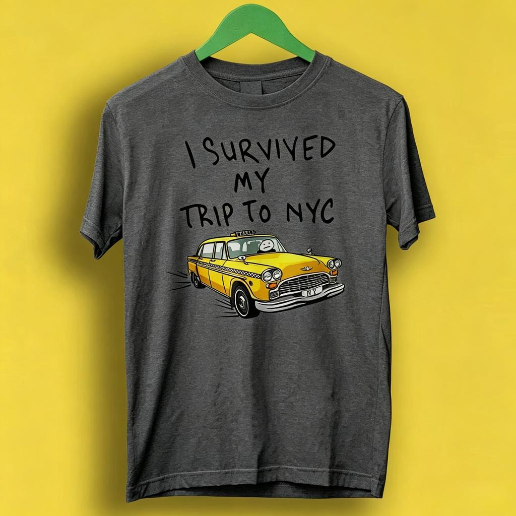 Przeżyłem Moją Podróż Do NYC Koszulka Miasto Nowy Jork Żółta Taksówka Mem Prezent Zabawny T-shirt Styl Unisex Gracz Kultowy Film Muzyka
