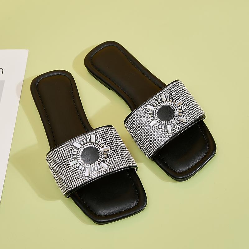 Fashion 2025 New Ladies Shoes Best Seller Women's Slippers Fashion Crystal Daily Slippers Women Summer Open Toe Plus Size Flat Slippers