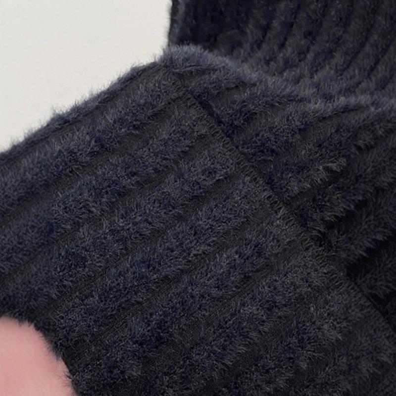 Weicher wachsiger und sanfter Pullover Damen Herbst und Winter Neu Nerzfleece gestrickter Halbrollkragen mit Plüsch Unterhemd