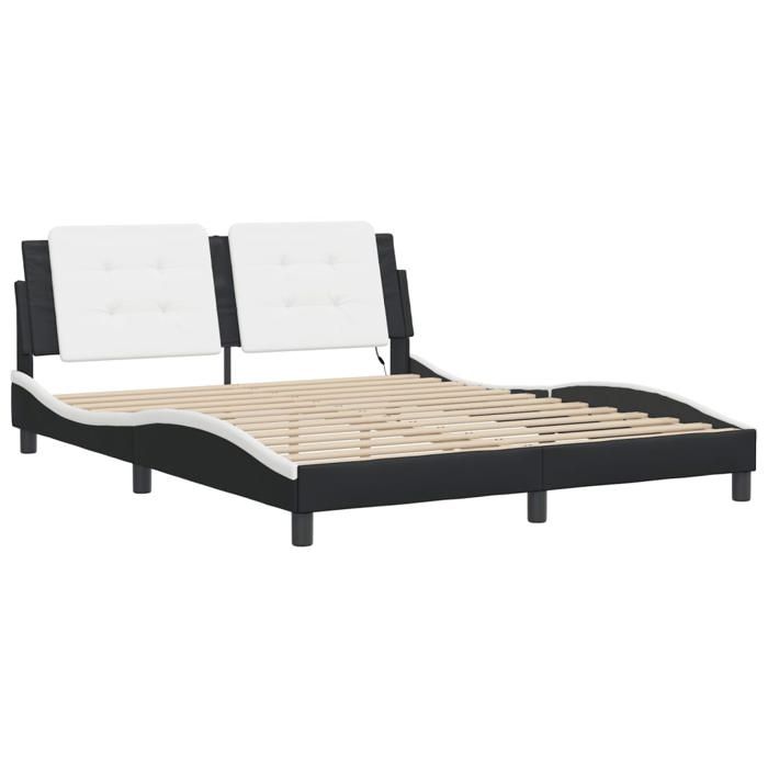 VidaXL Bed Frames with LED Lights, Upholstered Bed, Double Bed, Adult Bed for Bedroom Interior, Modern, Black 3214122