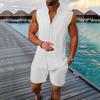 Europe and the United States Men's Summer Vest Shirt Casual Loose Sleeveless Solid Color Shorts Beach Suit