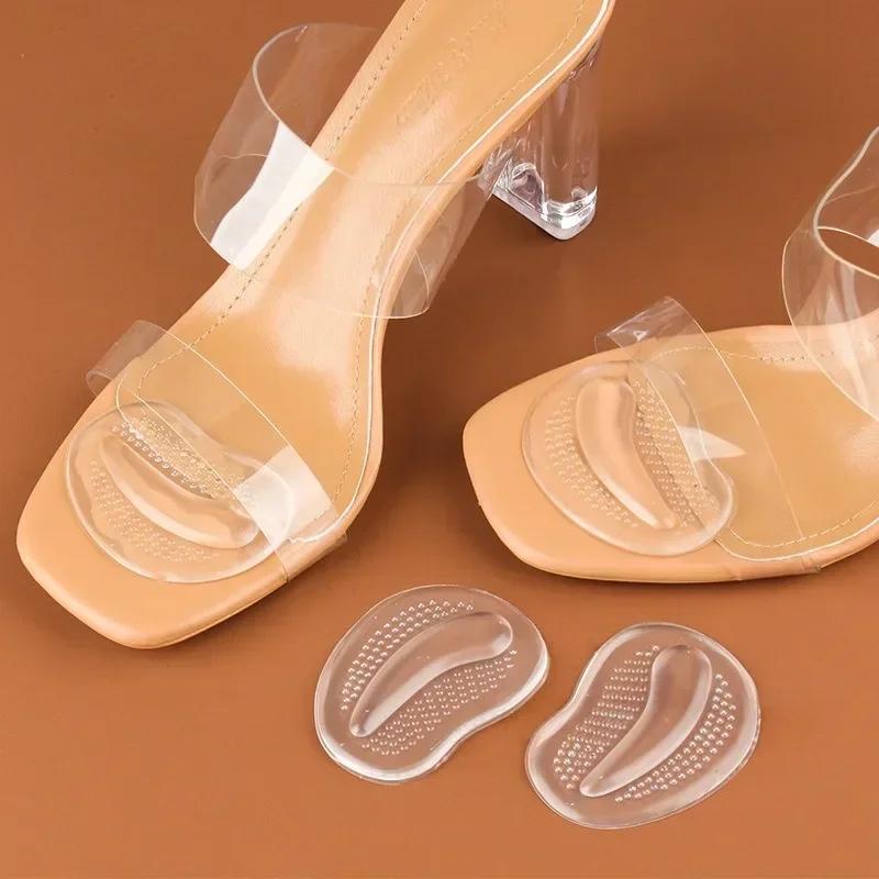 1pair Massage Forefoot Pad Sandals Thick Wear-resistant and Pain-resistant High-heeled Shoes Transparent Anti-slip Half Palm Pad
