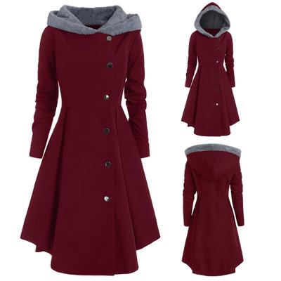 2024 Women's Woolen Coat: Halloween & Christmas Hooded Windbreaker, Medium To Long, Stylish Winter Outfit