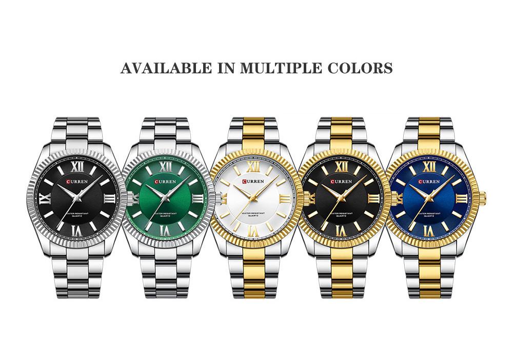 Men's CURREN 8453 Luminous Quartz Watch with Roman Numerals & Steel Band - Waterproof & Casual.