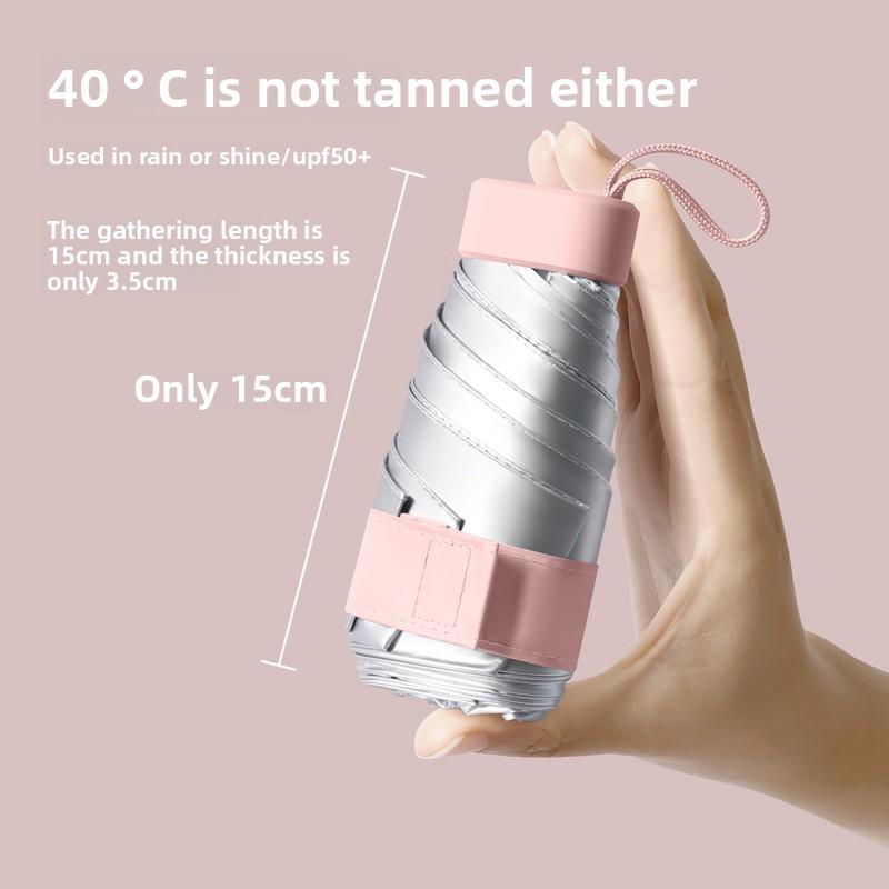 Titanium Silver Sun Protection 50+ Folding Capsule Umbrella for Women with High-end Ultraviolet 50% Off Sun Protection